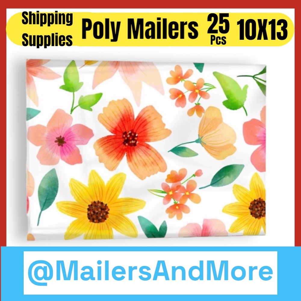 LAST ONE ☝🏻 25 10X13 Poly Mailers Flower Watercolor Shipping Envelopes Bags - Picture 3 of 5